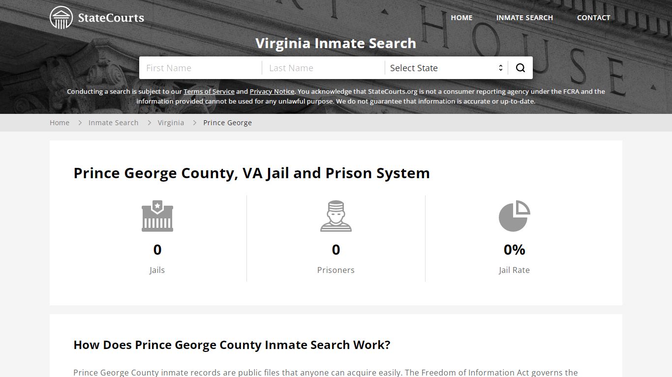 Prince George County, VA Inmate Search - StateCourts